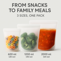 3-Pack silicone food storage bags